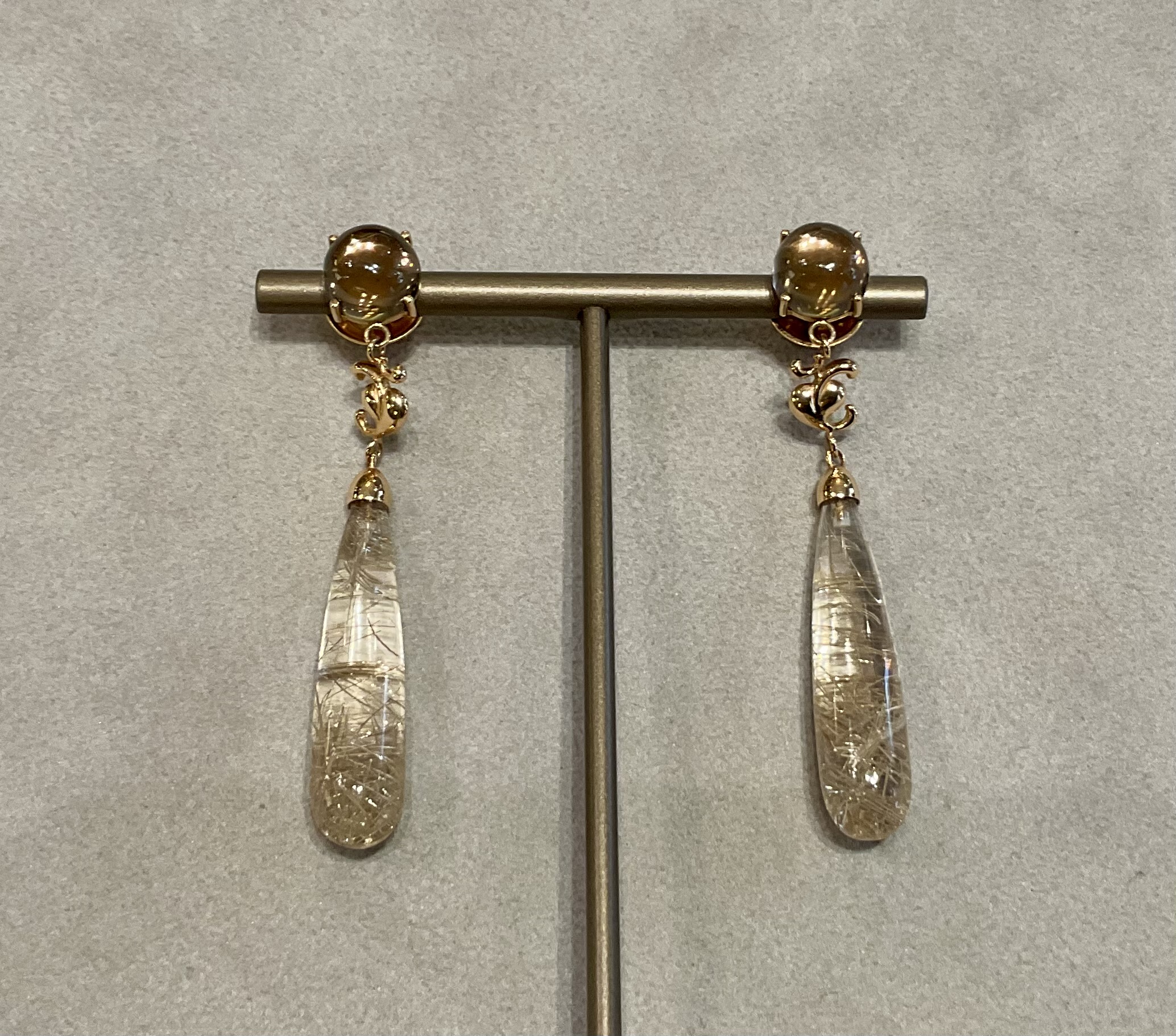 Ohrstecker Rauchquarz Rutilquarz lang - Herzog Loibner
