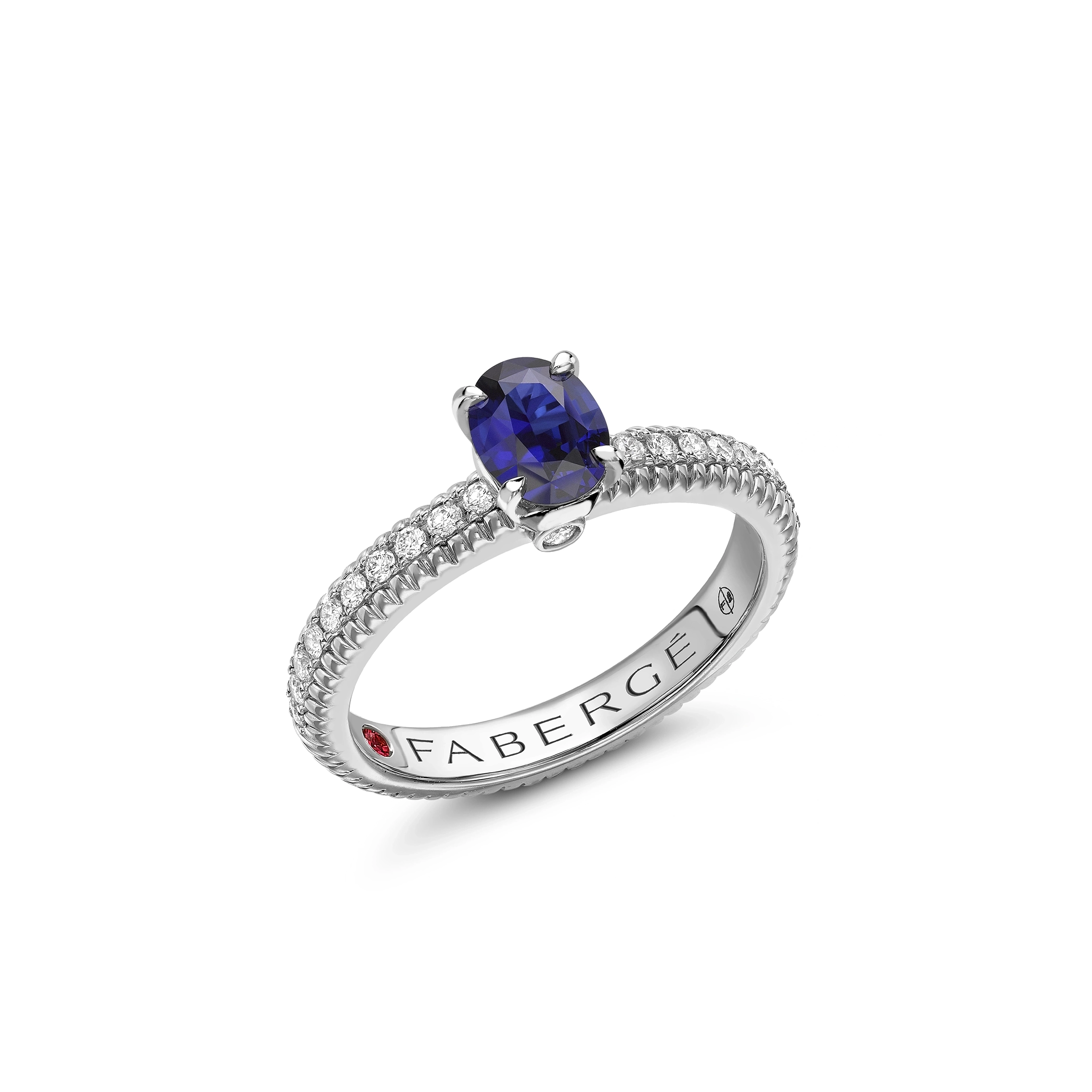 Colours of Love Blue Sapphire Fluted Diamond Shoulders - Fabergé